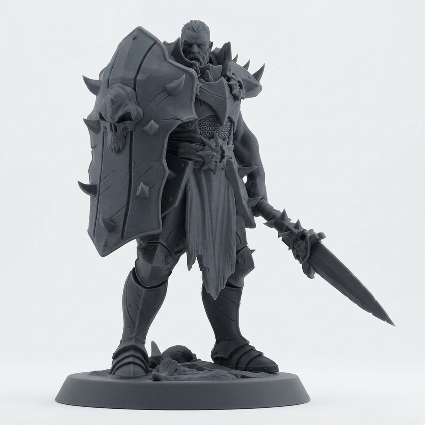 Unchainedsoldier Warrior Spearguard - Gray Resin 3D Printed Miniature