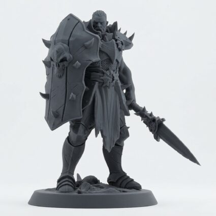Unchainedsoldier Warrior Spearguard - Gray Resin 3D Printed Miniature
