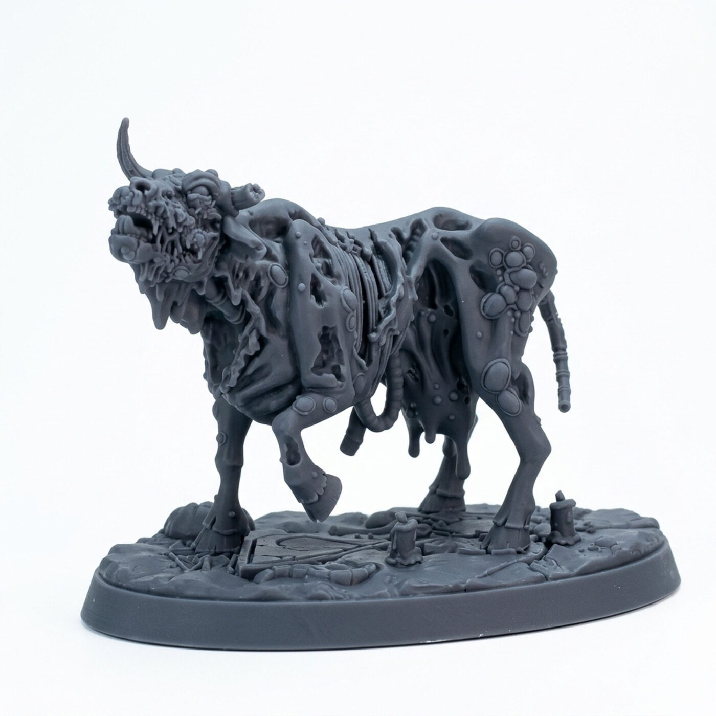 Undead Cow - Gray Resin 3D Printed Miniature