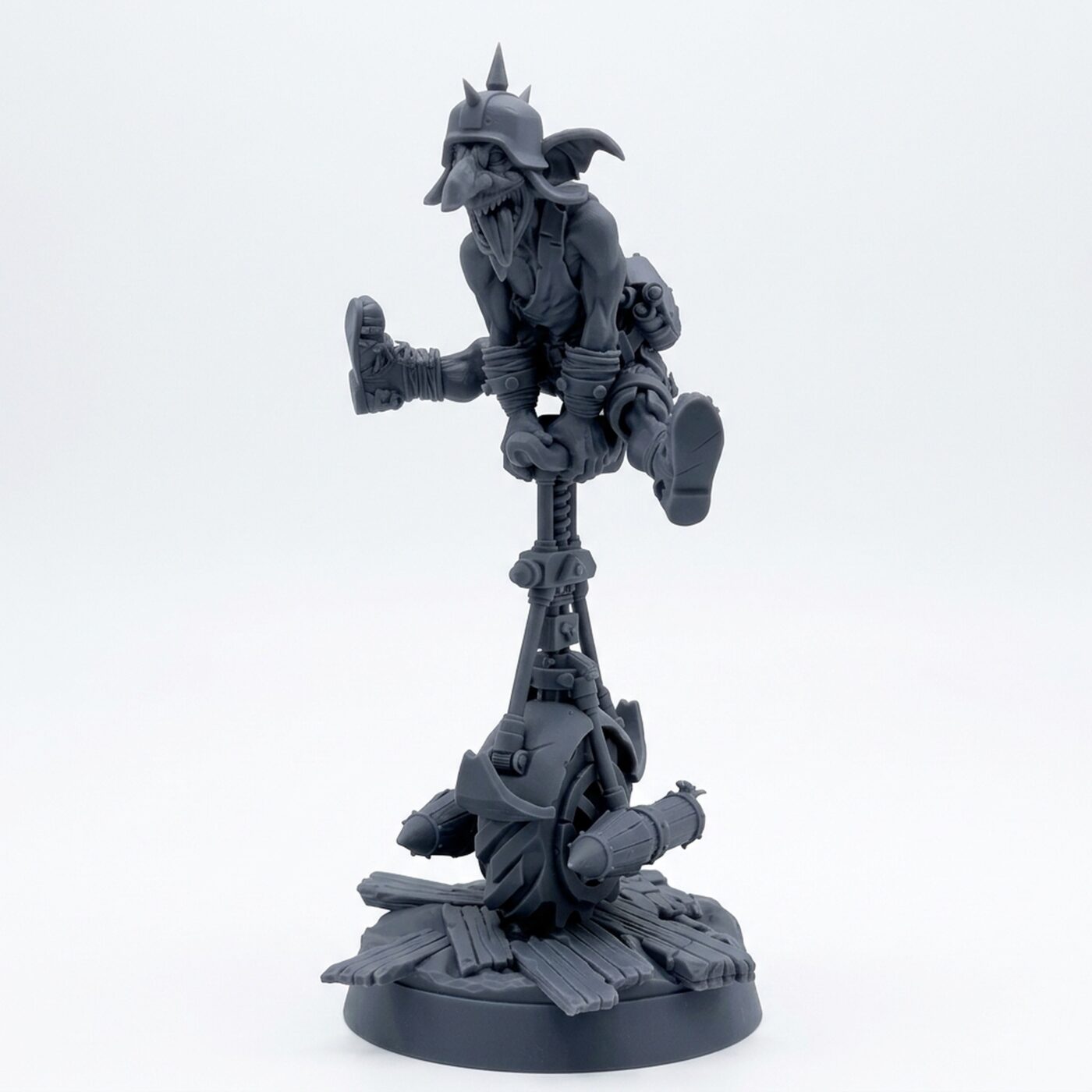 Unicycle Pose B Wild Wheelin Split - Gray Resin 3D Printed Miniature