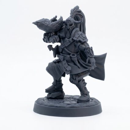 Viking With Crow - Gray Resin 3D Printed Miniature