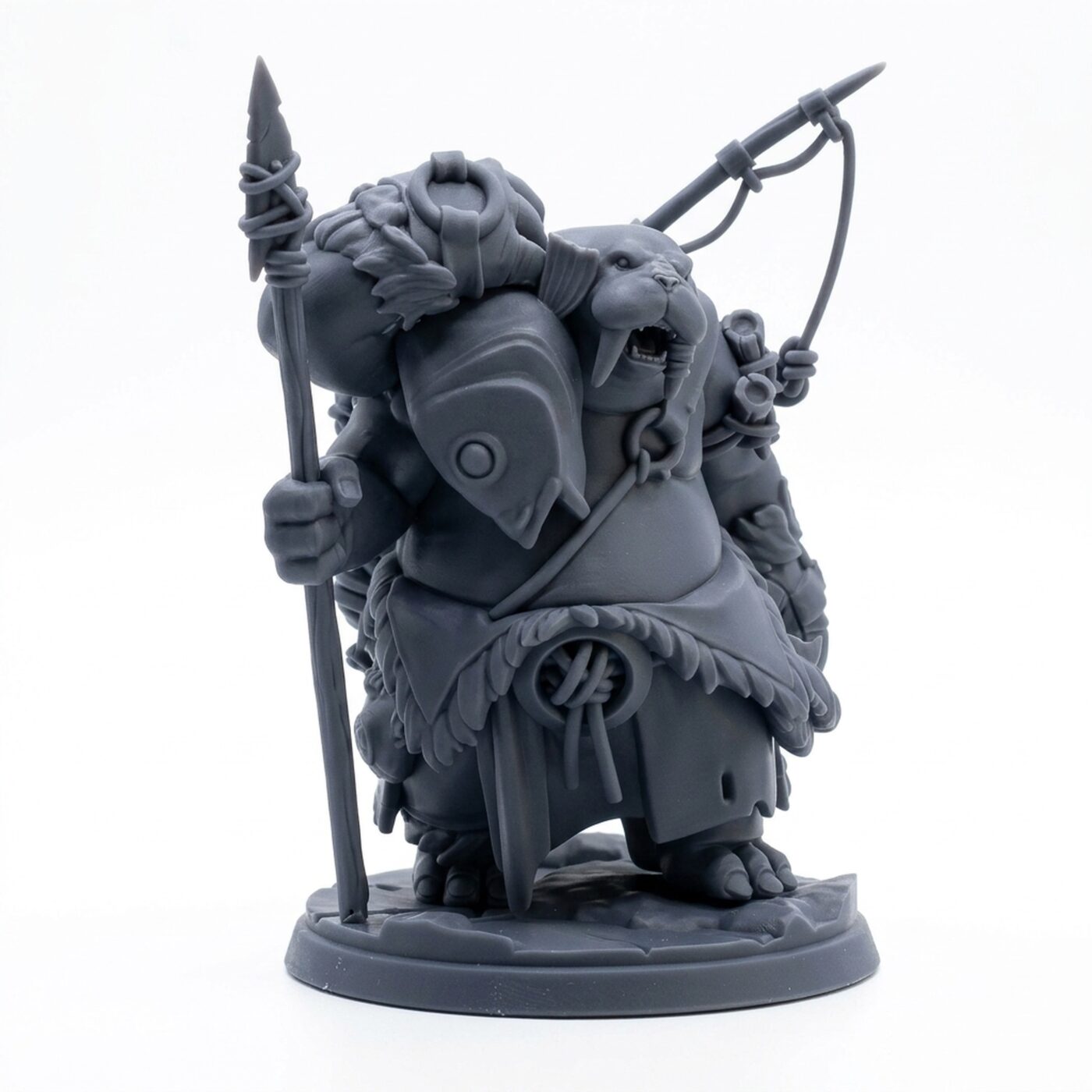 Walrus Hunter - Gray Resin 3D Printed Miniature