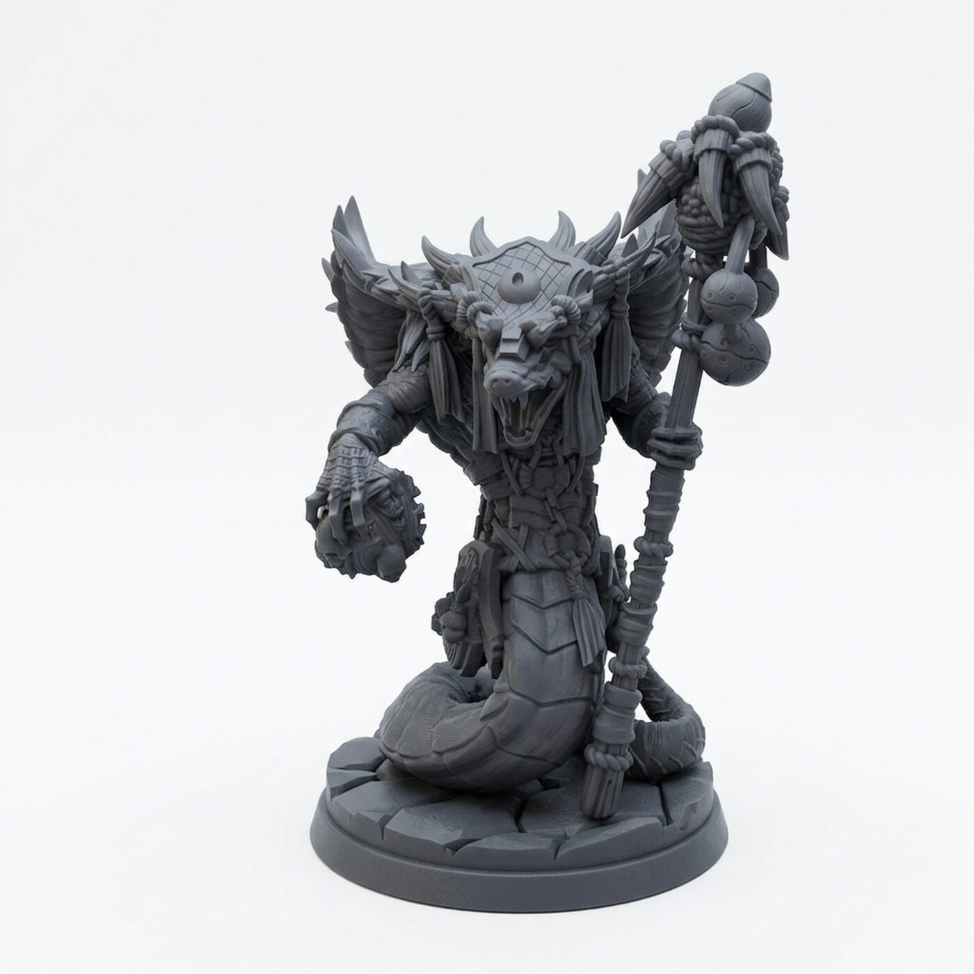 Yuddrakh Warlock B - Gray Resin 3D Printed Miniature
