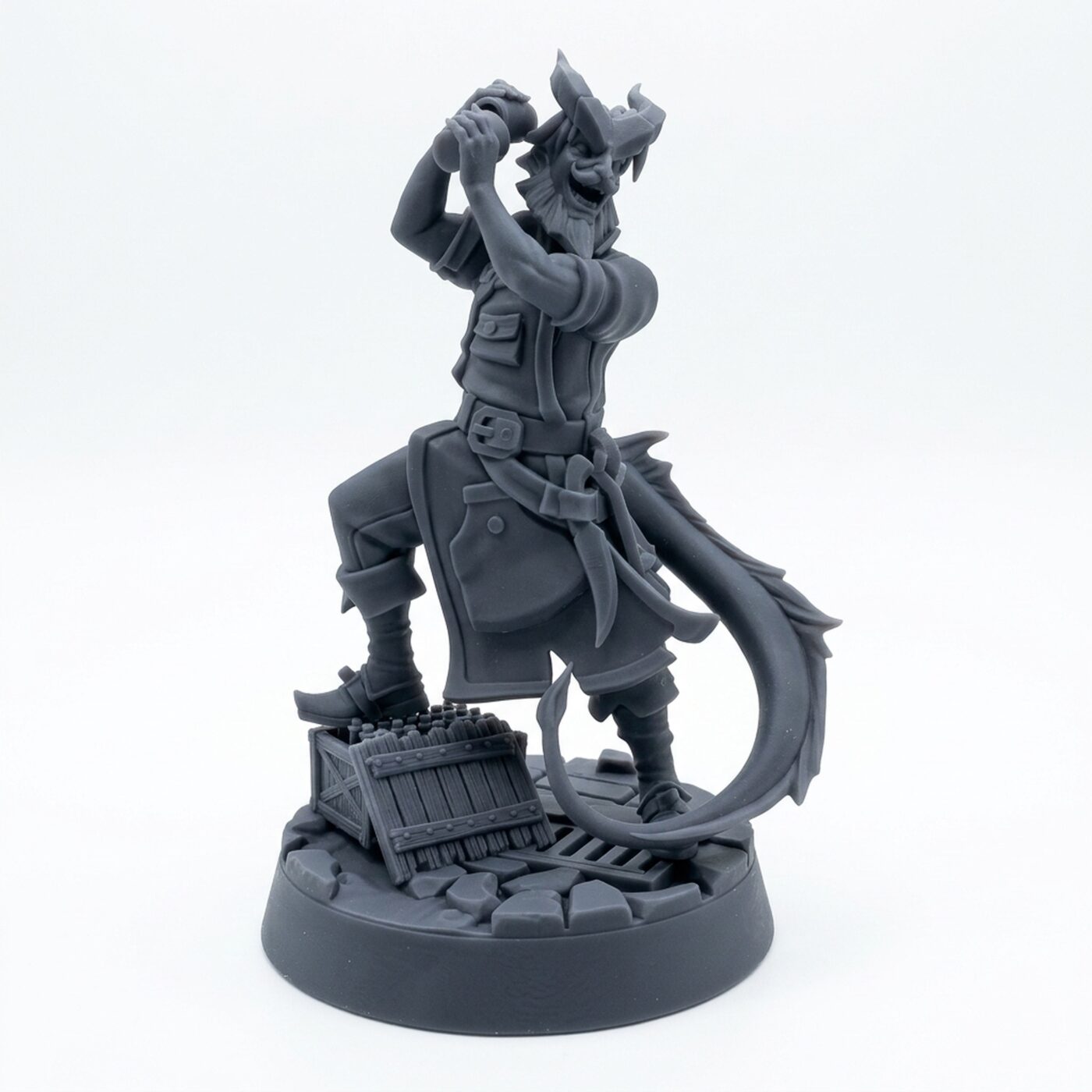 Zagan Tiefling Innkeeper - Gray Resin 3D Printed Miniature