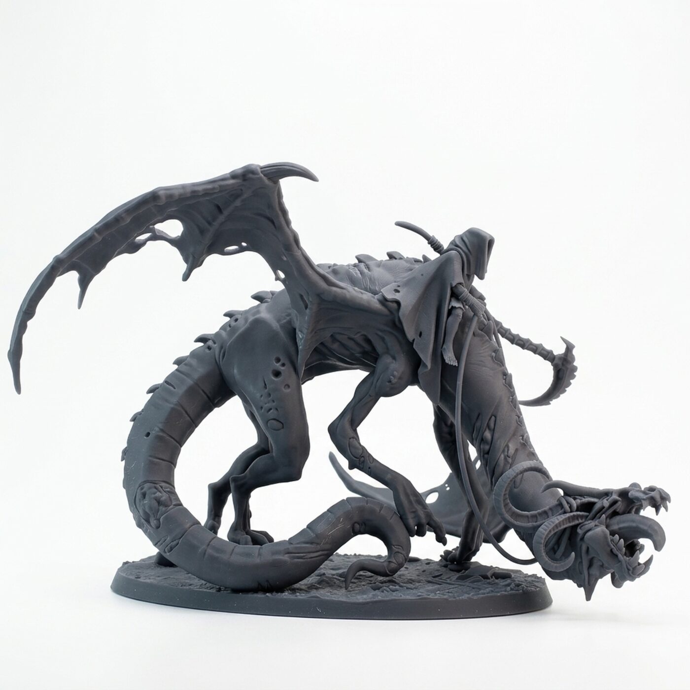 Zombified Necro Dragon - Gray Resin 3D Printed Miniature