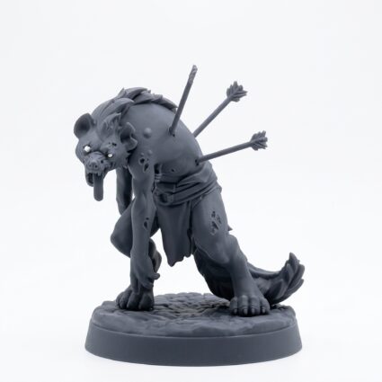Zombified Gnoll - Gray Resin 3D Printed Miniature