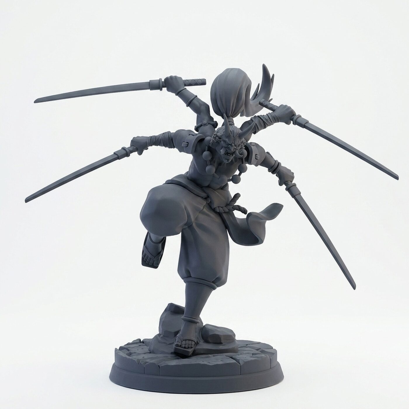 Multi Armed Oni - Gray Resin 3D Printed Miniature