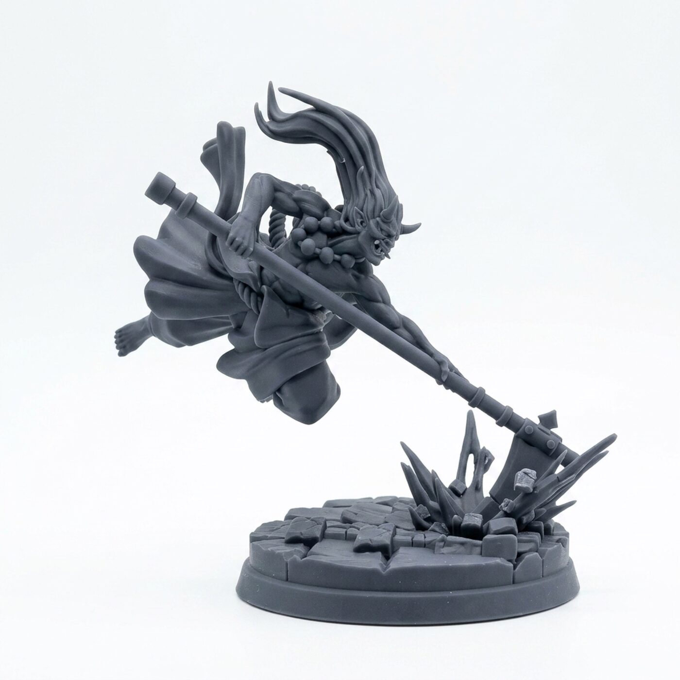 Oni Scythe B - Gray Resin 3D Printed Miniature