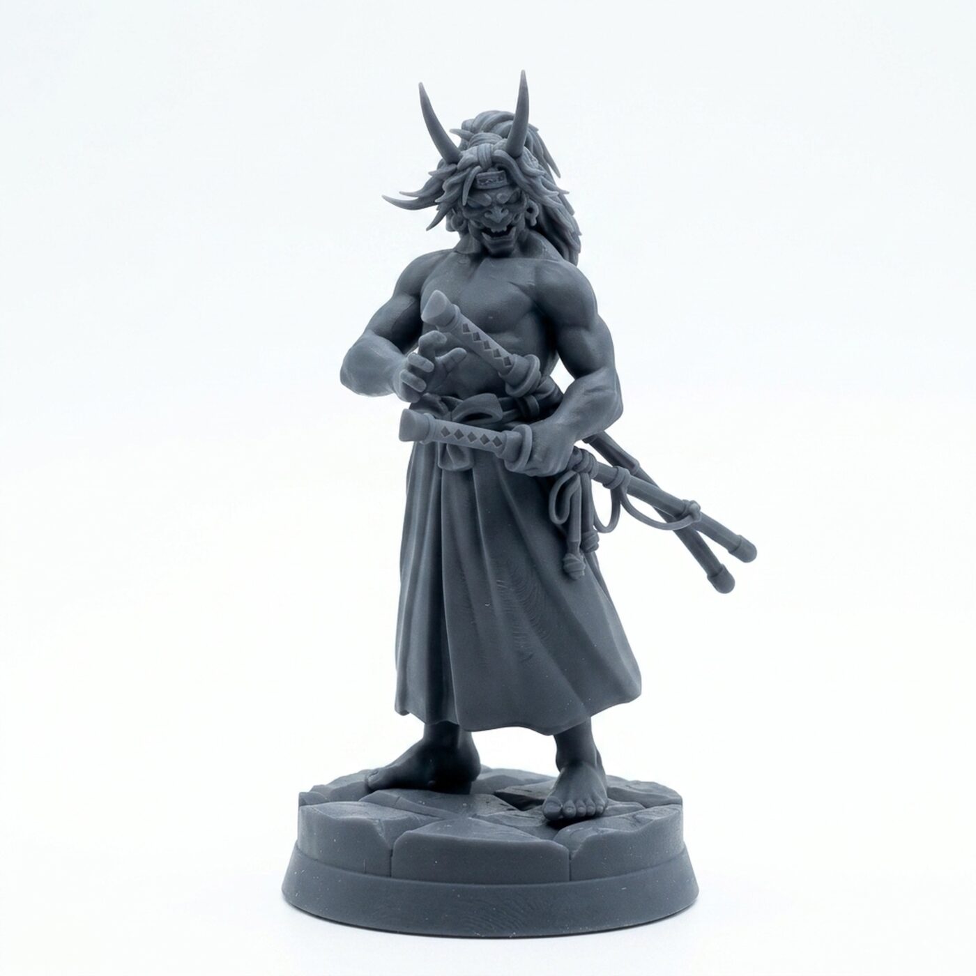 Katana Oni B - Gray Resin 3D Printed Miniature